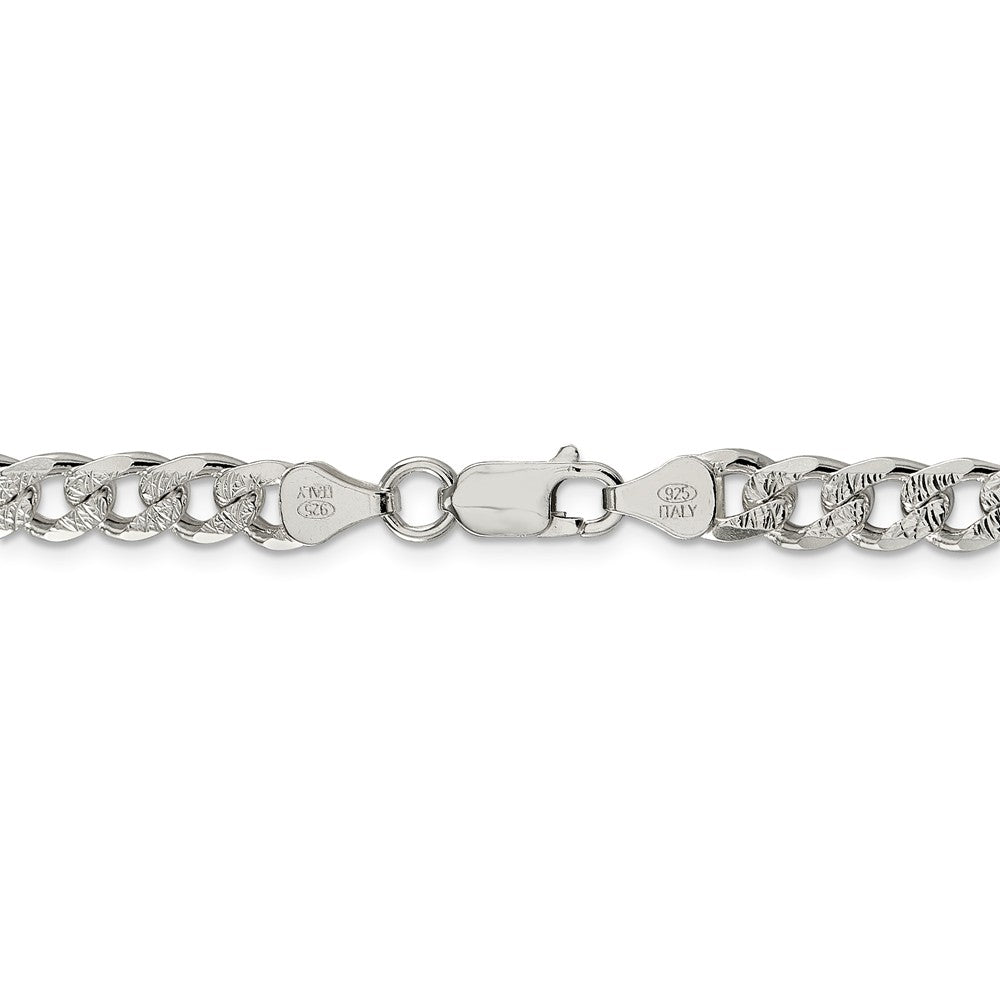 Alternate view of the 7mm, Sterling Silver Solid Pave Curb Chain Bracelet by The Black Bow Jewelry Co.