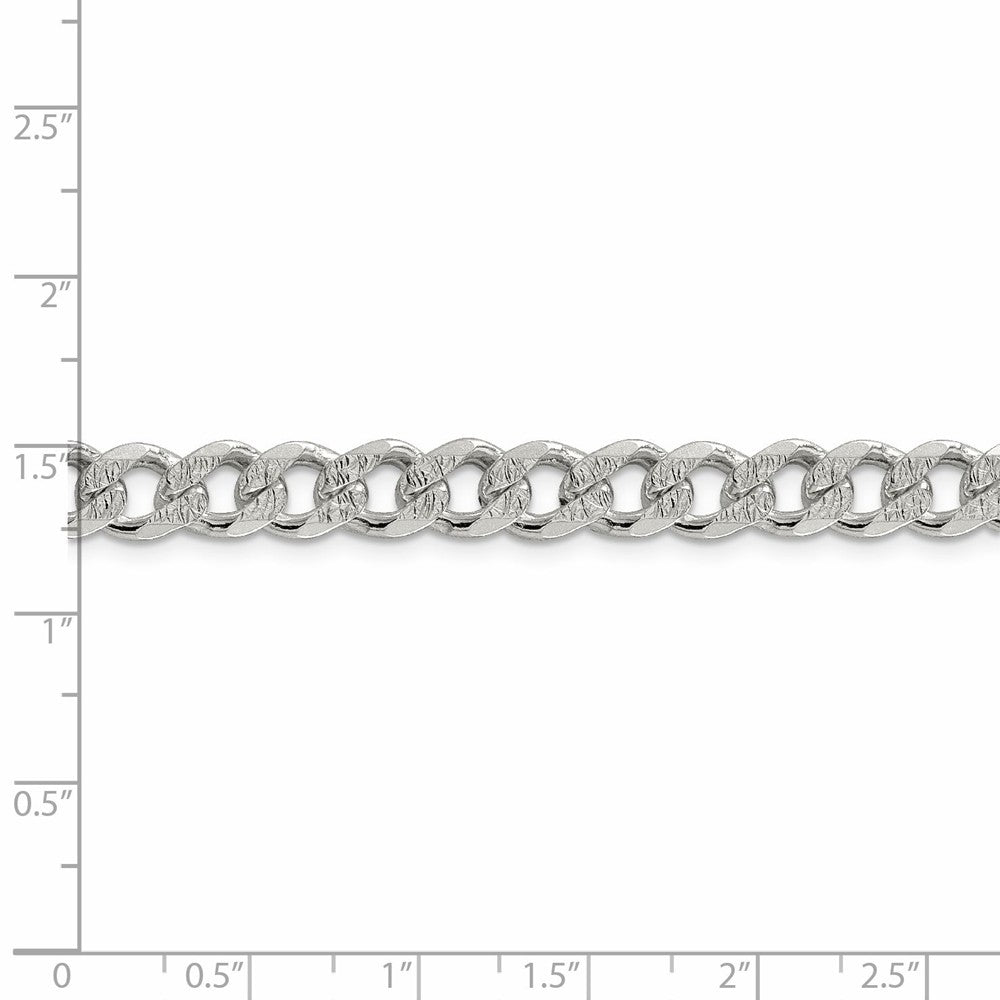 Alternate view of the 7.5mm, Sterling Silver Solid Pave Curb Chain Bracelet by The Black Bow Jewelry Co.