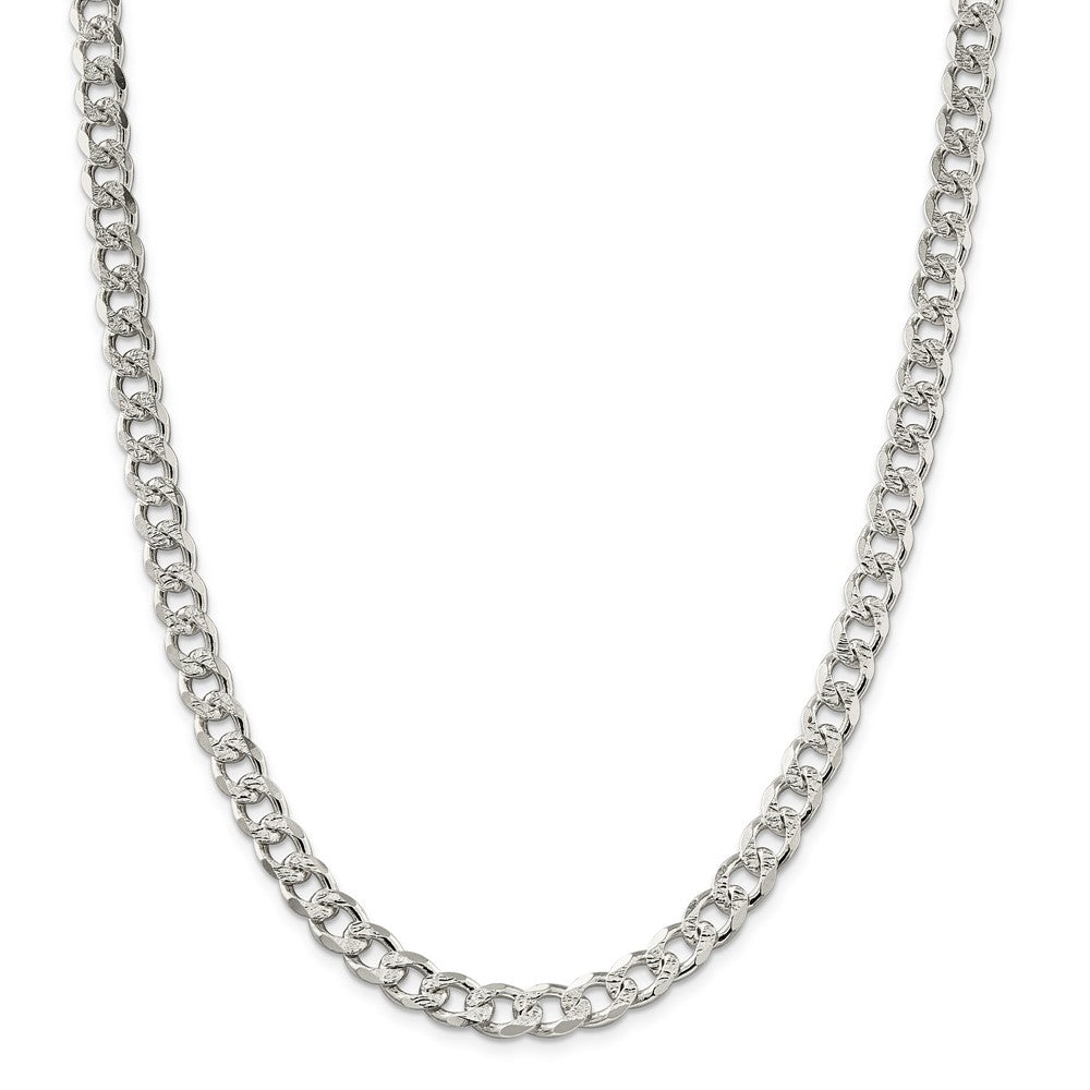 Alternate view of the Men&#39;s 8mm, Sterling Silver Solid Pave Curb Chain Necklace by The Black Bow Jewelry Co.