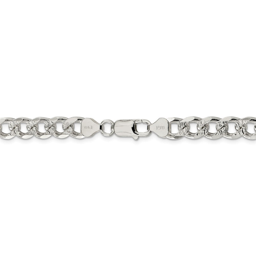 Alternate view of the Men&#39;s 8mm, Sterling Silver Solid Pave Curb Chain Necklace by The Black Bow Jewelry Co.