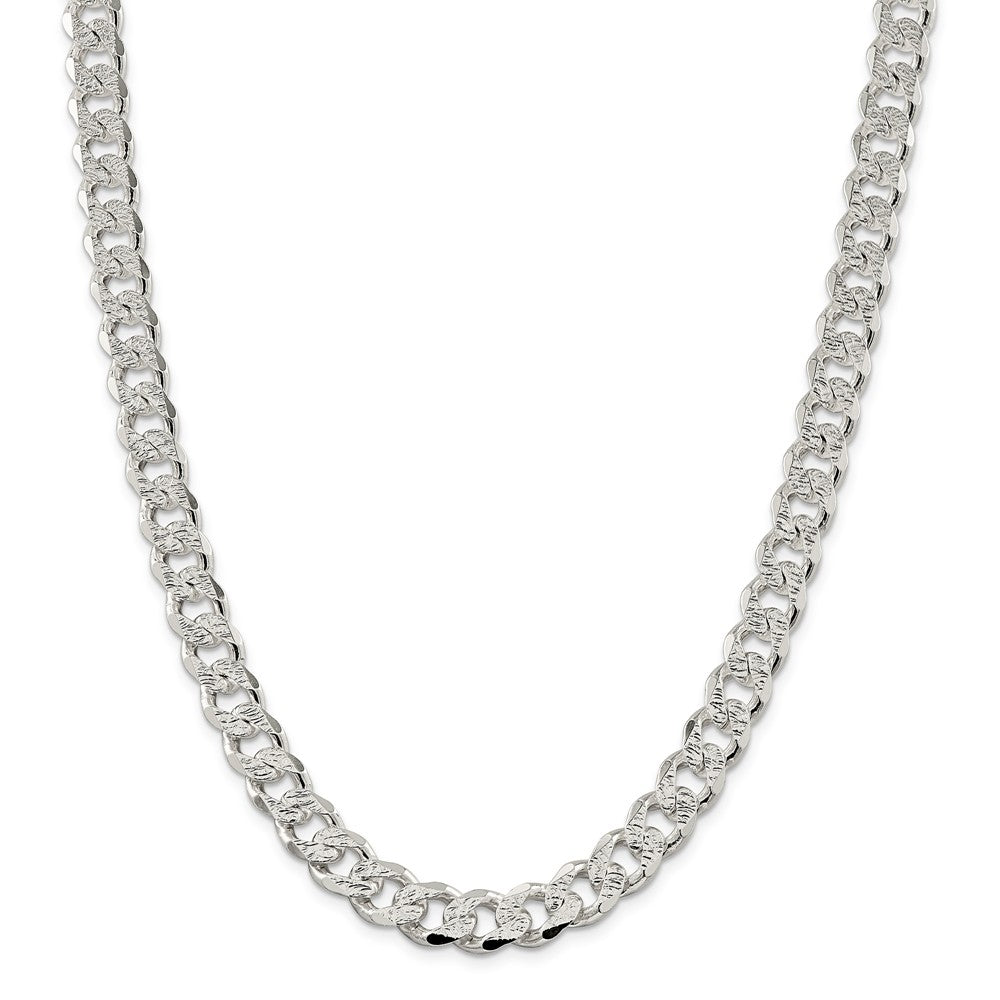 Alternate view of the Men&#39;s 10.5mm, Sterling Silver Solid Pave Curb Chain Necklace by The Black Bow Jewelry Co.