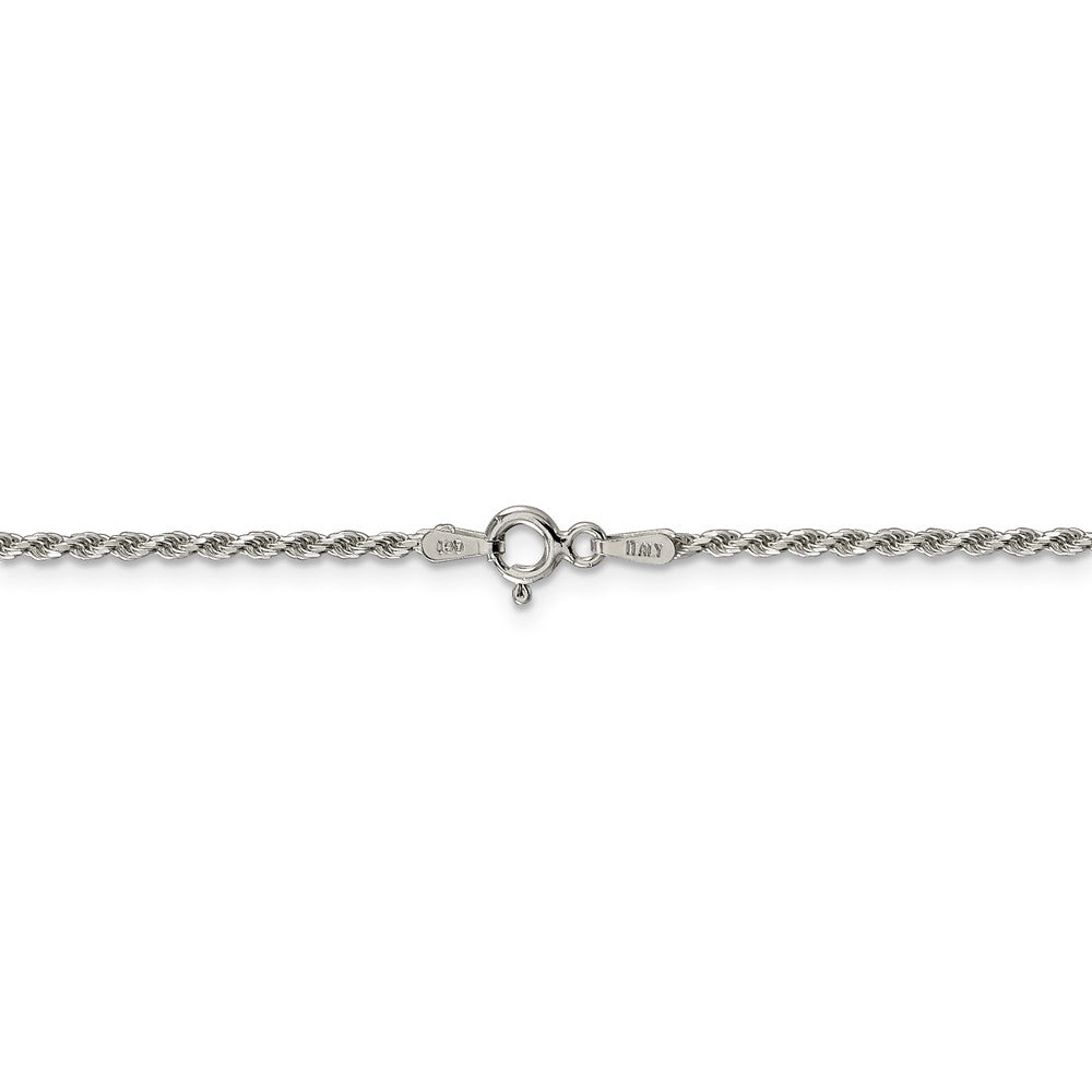 Alternate view of the 1.7mm, Sterling Silver Diamond Cut Solid Rope Chain Bracelet by The Black Bow Jewelry Co.