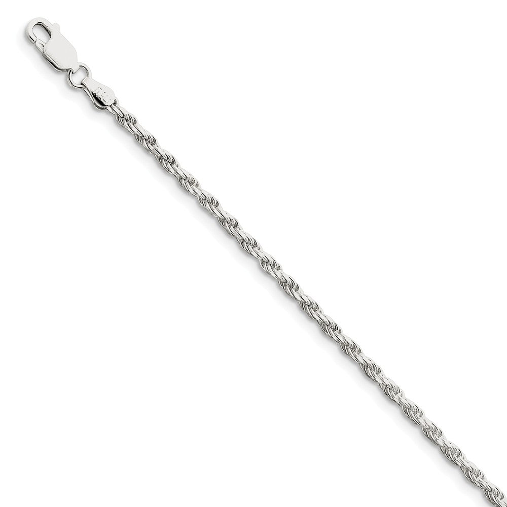 2.5mm, Sterling Silver Diamond Cut Solid Rope Chain Bracelet, Item C8681-B by The Black Bow Jewelry Co.