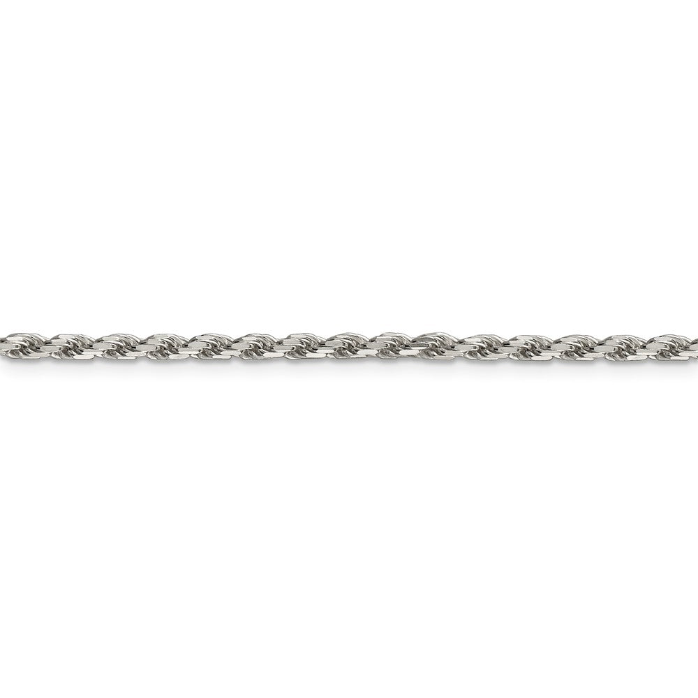 Alternate view of the 2.5mm, Sterling Silver Diamond Cut Solid Rope Chain Bracelet by The Black Bow Jewelry Co.