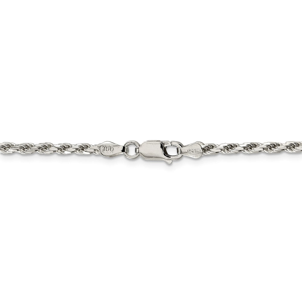 Alternate view of the 2.5mm, Sterling Silver Diamond Cut Solid Rope Chain Bracelet by The Black Bow Jewelry Co.