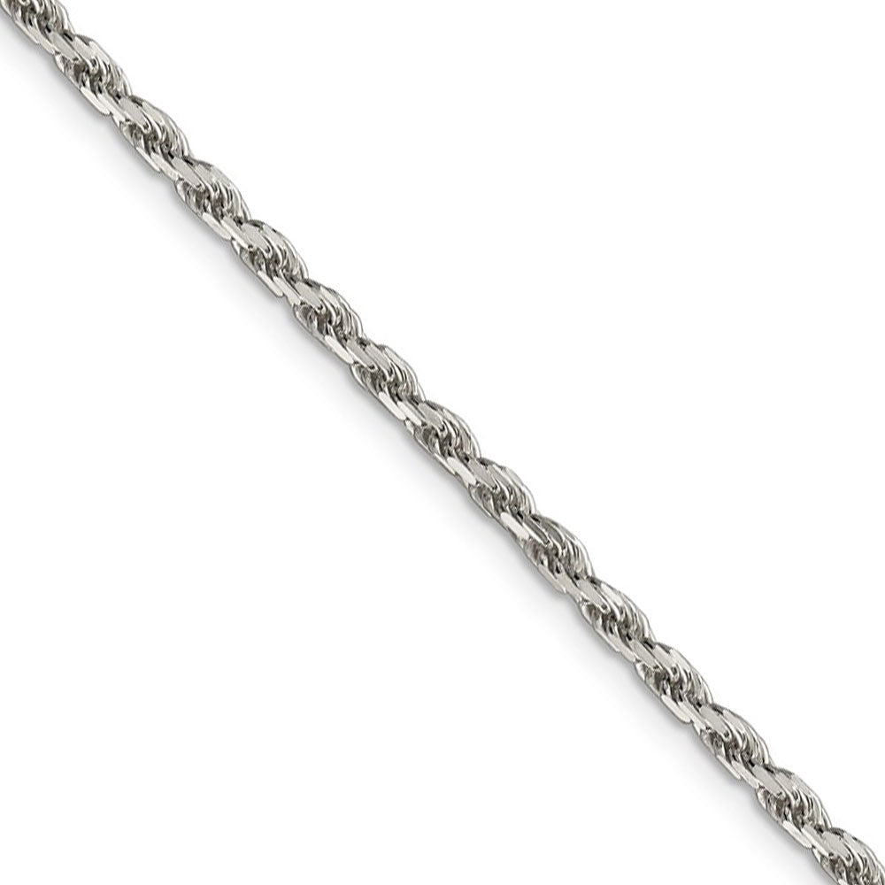 2.5mm, Sterling Silver Diamond Cut Solid Rope Chain Necklace, Item C8681 by The Black Bow Jewelry Co.