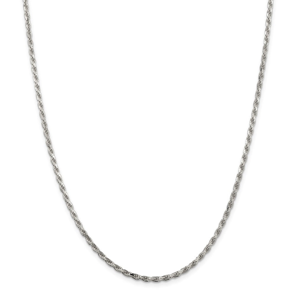 Alternate view of the 2.5mm, Sterling Silver Diamond Cut Solid Rope Chain Necklace by The Black Bow Jewelry Co.