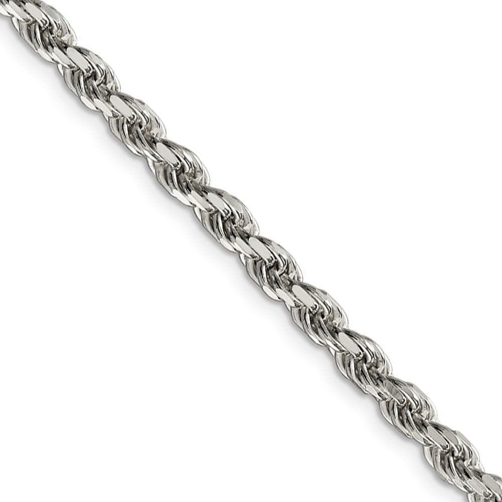 4.25mm Sterling Silver Diamond Cut Solid Rope Chain Necklace, Item C8682 by The Black Bow Jewelry Co.