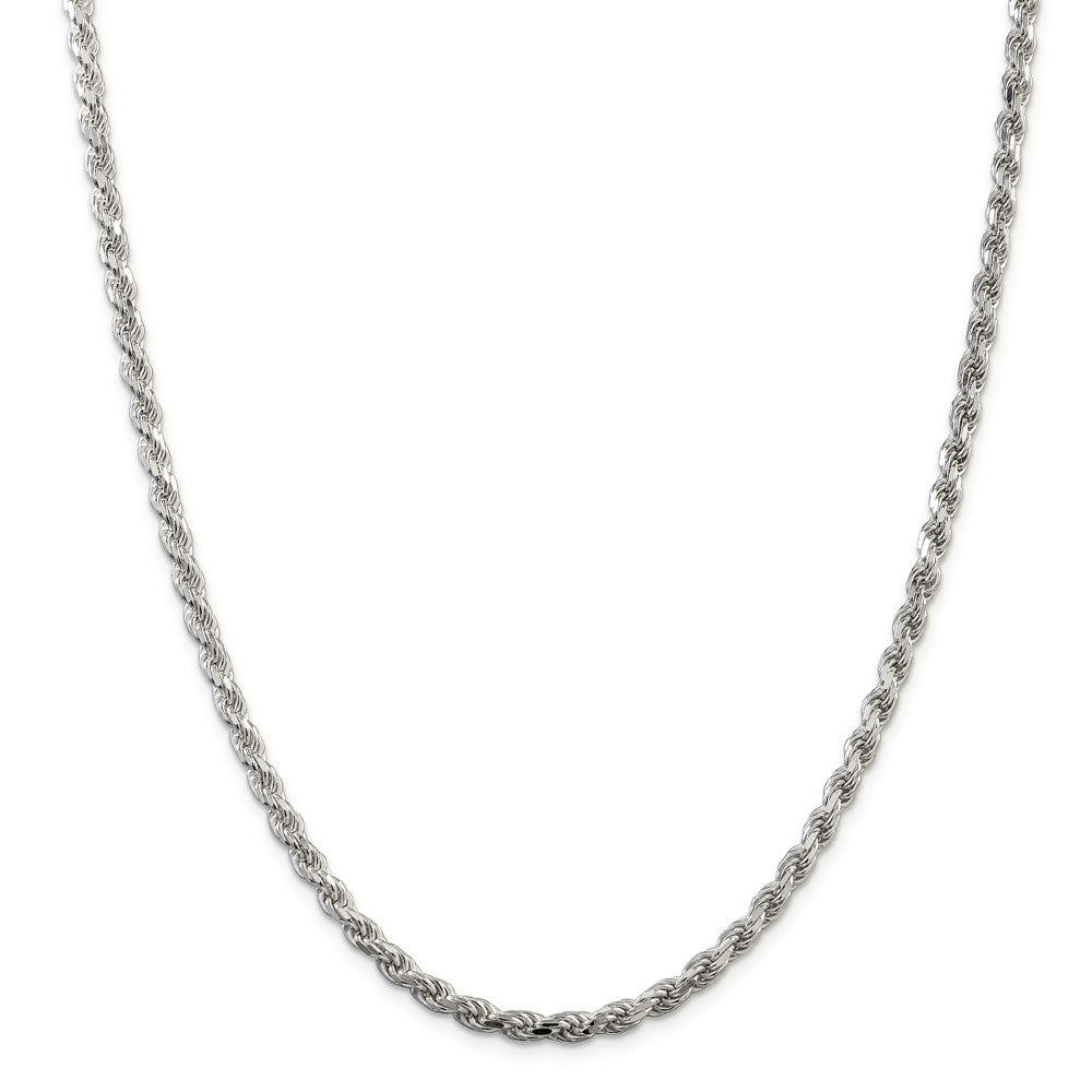 Alternate view of the 4.25mm Sterling Silver Diamond Cut Solid Rope Chain Necklace by The Black Bow Jewelry Co.