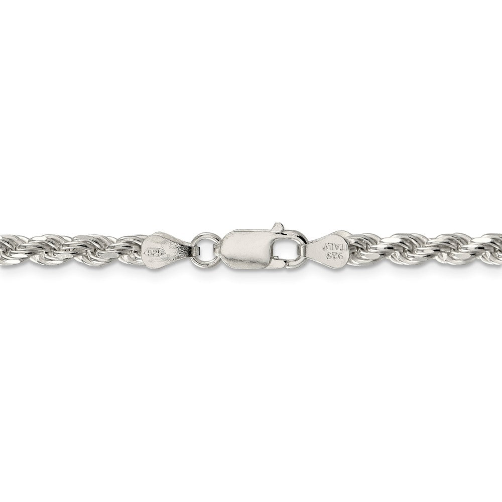 Alternate view of the 4.25mm Sterling Silver Diamond Cut Solid Rope Chain Necklace by The Black Bow Jewelry Co.