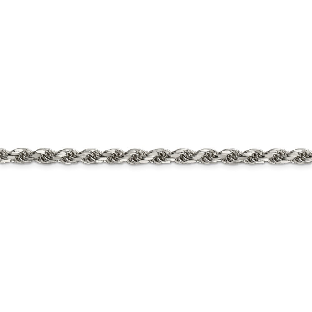 Alternate view of the 4.75mm, Sterling Silver Diamond Cut Solid Rope Chain Bracelet by The Black Bow Jewelry Co.