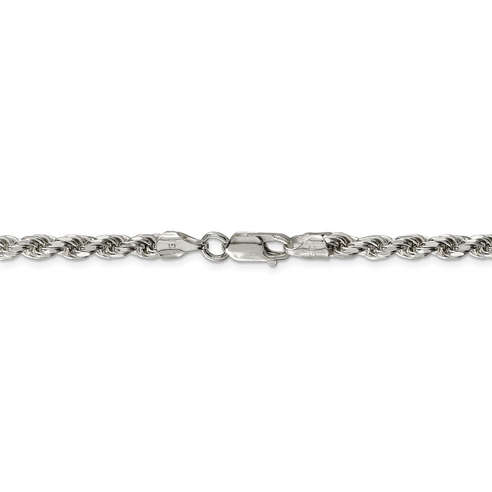 Alternate view of the 4.75mm, Sterling Silver Diamond Cut Solid Rope Chain Bracelet by The Black Bow Jewelry Co.