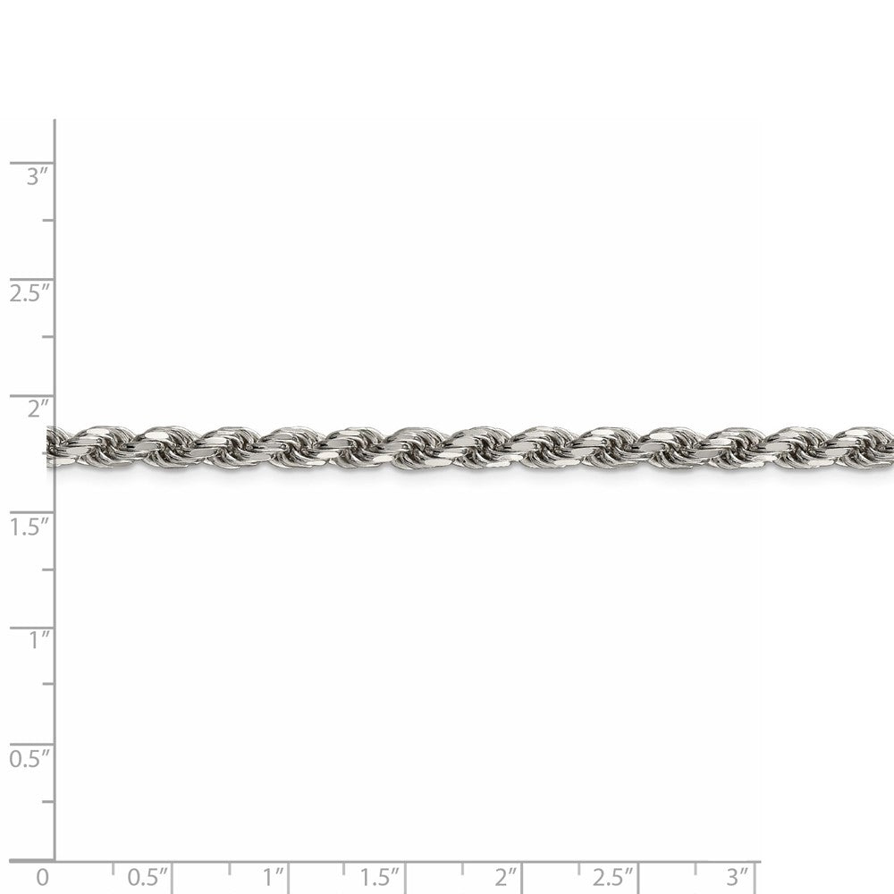 Alternate view of the 4.75mm, Sterling Silver Diamond Cut Solid Rope Chain Bracelet by The Black Bow Jewelry Co.