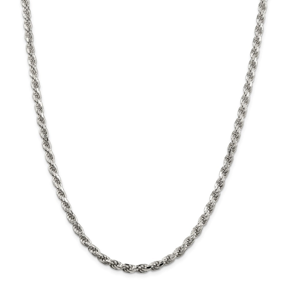 Alternate view of the 4.75mm, Sterling Silver Diamond Cut Solid Rope Chain Necklace by The Black Bow Jewelry Co.