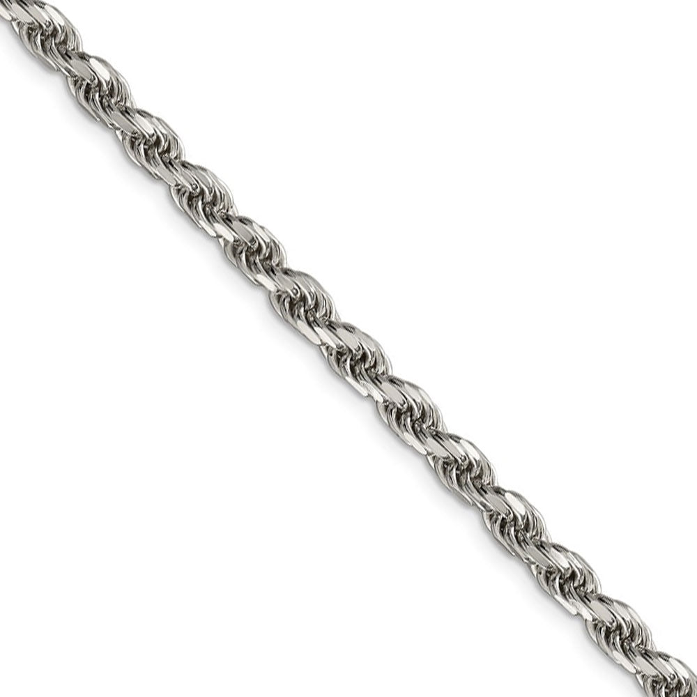 4.75mm, Sterling Silver Diamond Cut Solid Rope Chain Necklace