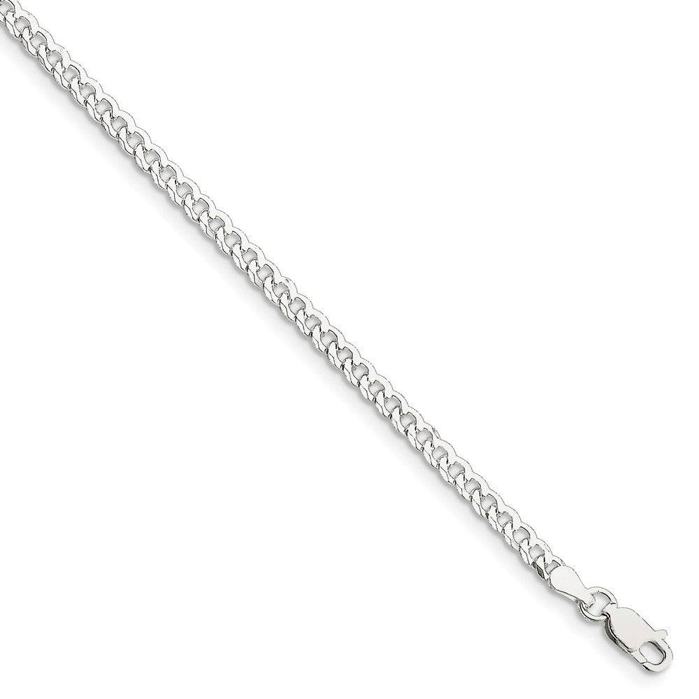 3.2mm, Sterling Silver, Solid Beveled Curb Chain Bracelet