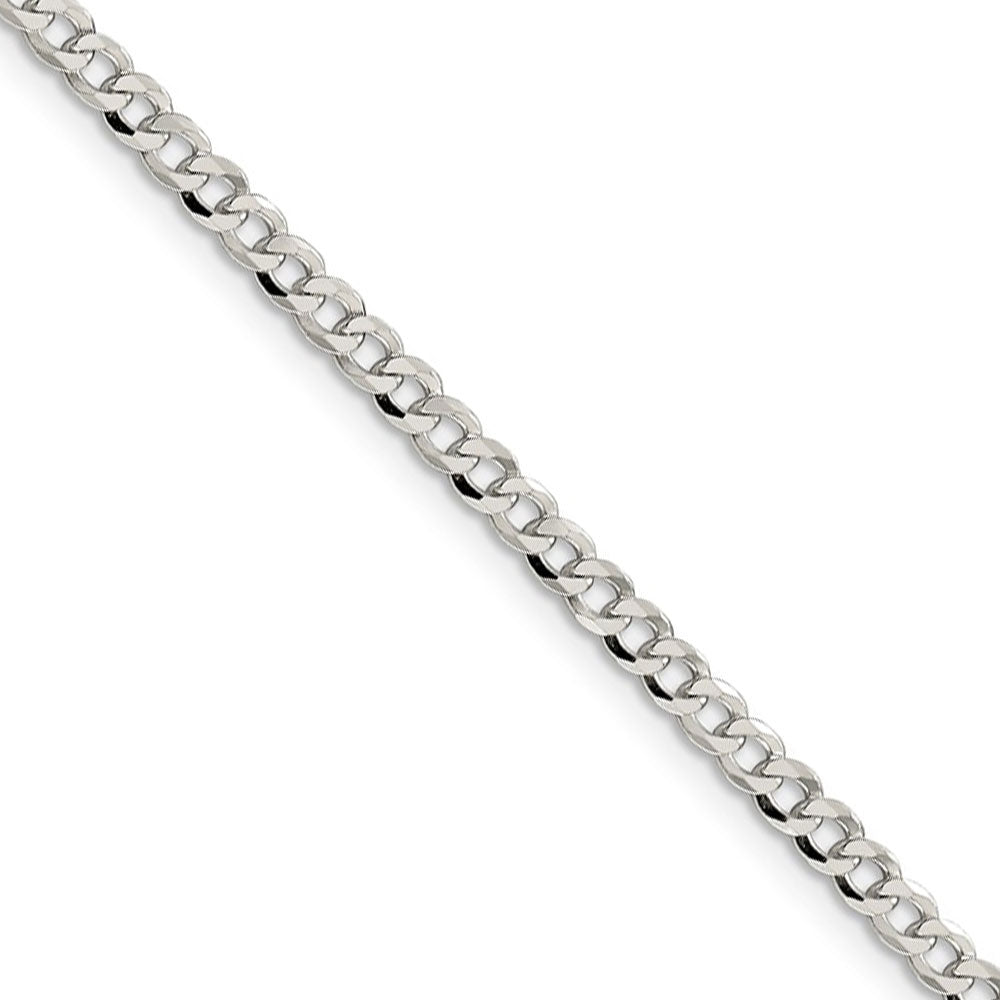 3.2mm, Sterling Silver, Solid Beveled Curb Chain Necklace, Item C8688 by The Black Bow Jewelry Co.