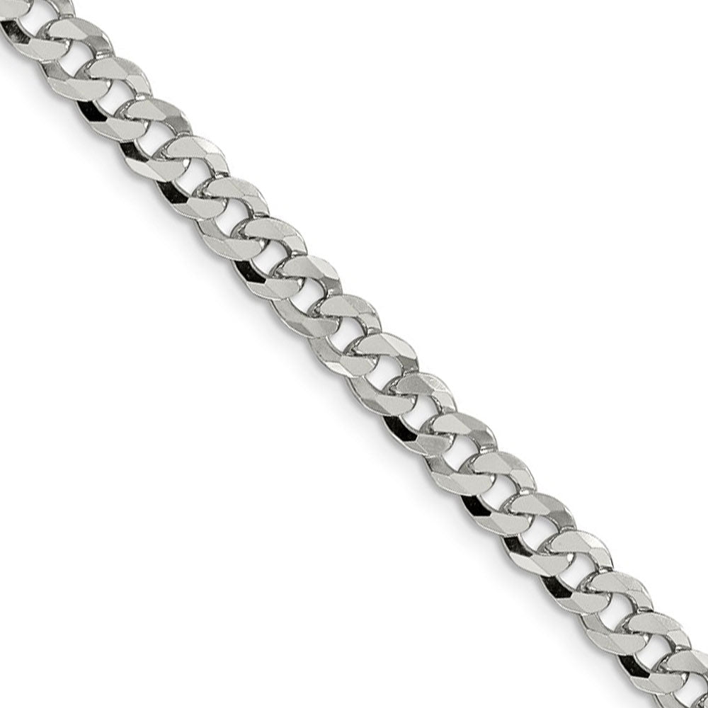 5mm, Sterling Silver, Solid Beveled Curb Chain Necklace, Item C8690 by The Black Bow Jewelry Co.