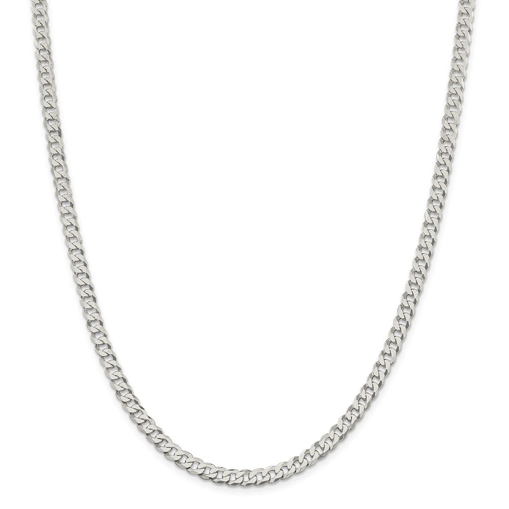 Alternate view of the 5mm, Sterling Silver, Solid Beveled Curb Chain Necklace by The Black Bow Jewelry Co.