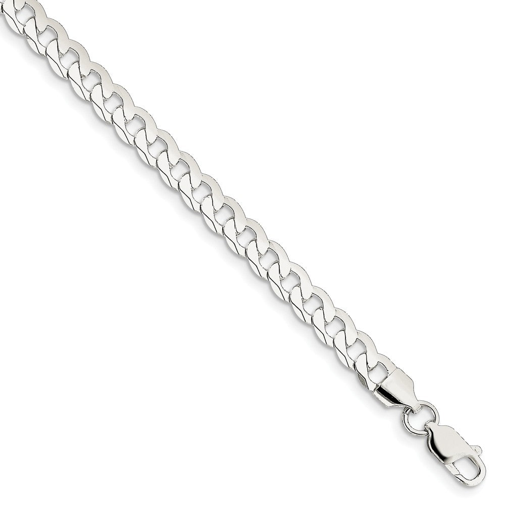 6mm, Sterling Silver, Solid Beveled Curb Chain Bracelet