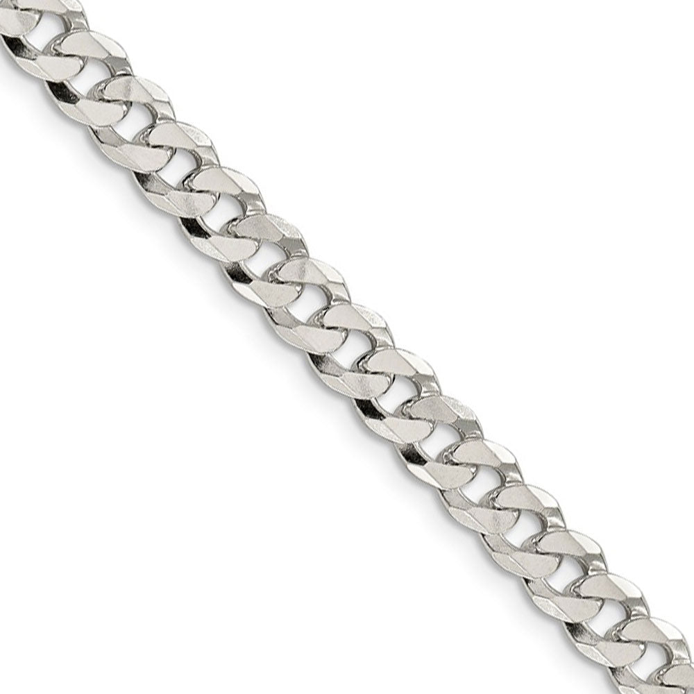 6mm, Sterling Silver, Solid Beveled Curb Chain Necklace, Item C8692 by The Black Bow Jewelry Co.