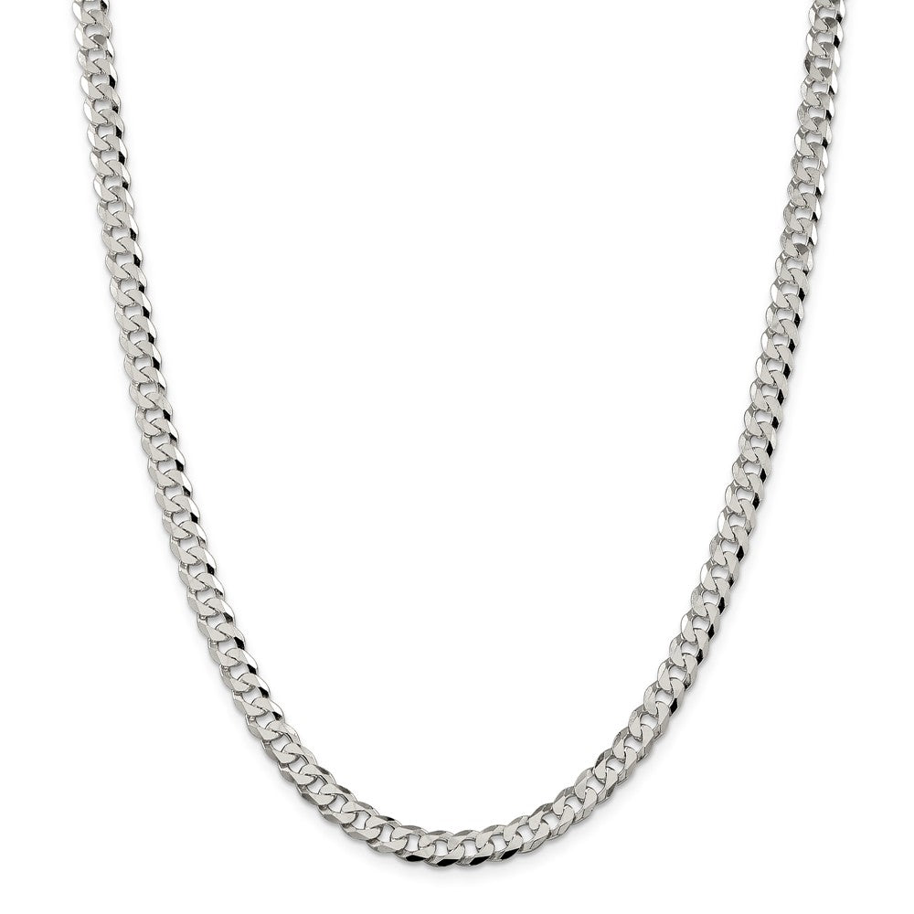 Alternate view of the 6mm, Sterling Silver, Solid Beveled Curb Chain Necklace by The Black Bow Jewelry Co.