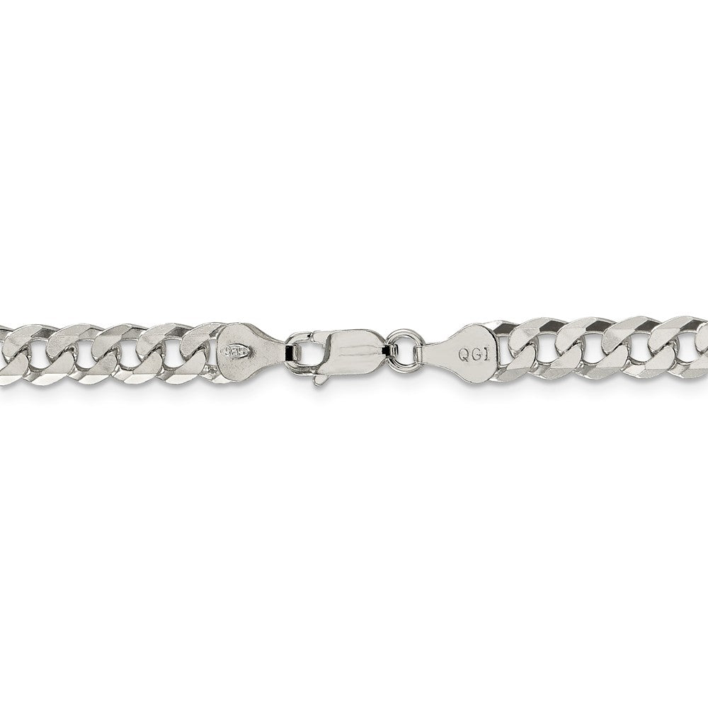 Alternate view of the 6mm, Sterling Silver, Solid Beveled Curb Chain Necklace by The Black Bow Jewelry Co.