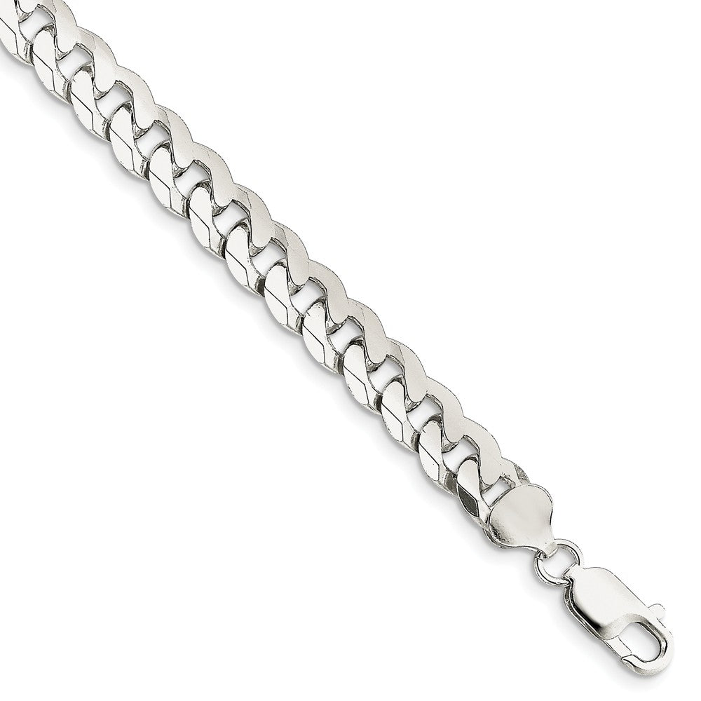 Men&#39;s 8.5mm Sterling Silver Solid Beveled Curb Chain Bracelet