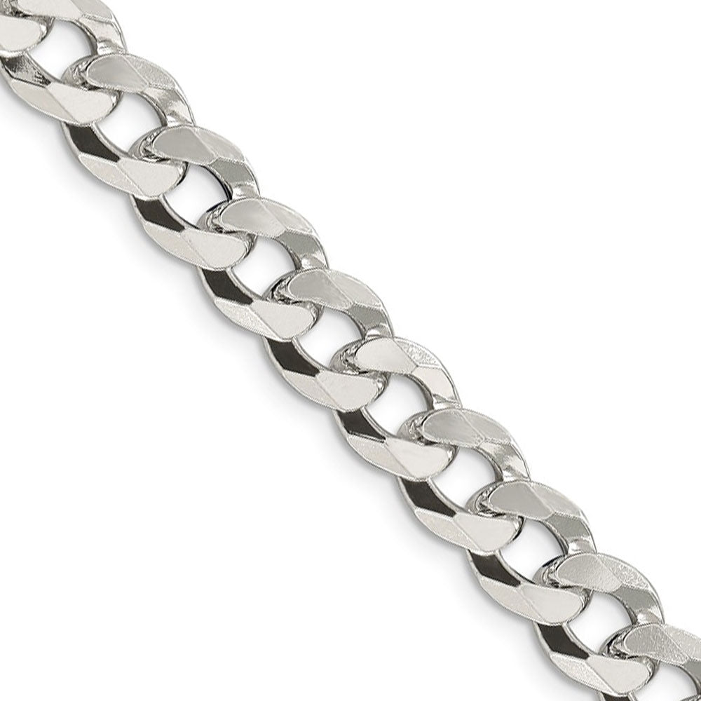Men&#39;s 8.5mm Sterling Silver Solid Beveled Curb Chain Necklace, Item C8693 by The Black Bow Jewelry Co.