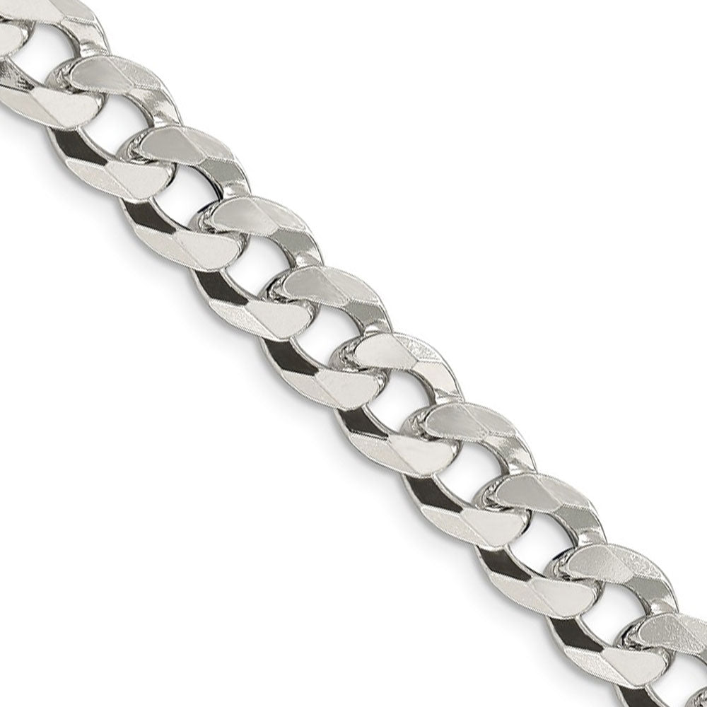 Men&#39;s 8.5mm Sterling Silver Solid Beveled Curb Chain Necklace