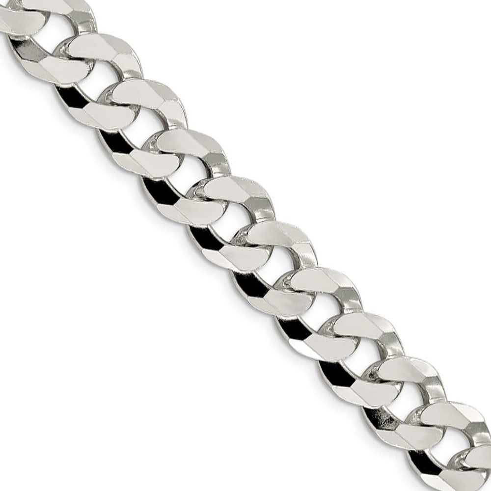 Men&#39;s 12.3mm Sterling Silver Solid Beveled Curb Chain Necklace, Item C8694 by The Black Bow Jewelry Co.