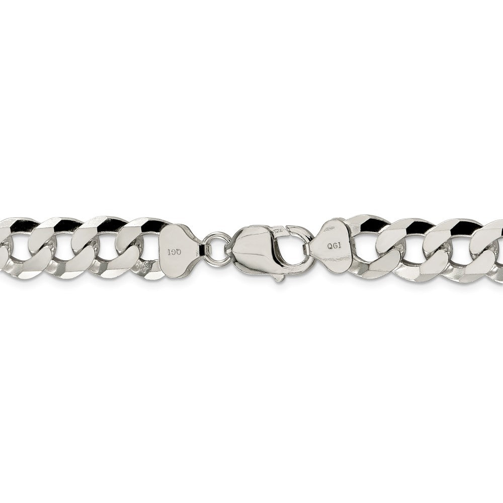 Alternate view of the Men&#39;s 12.3mm Sterling Silver Solid Beveled Curb Chain Necklace by The Black Bow Jewelry Co.