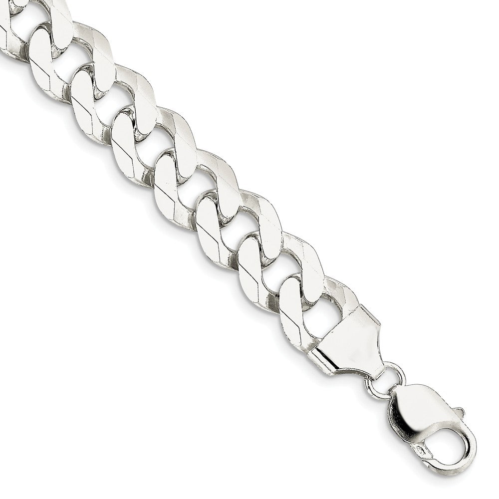 Men&#39;s 13mm Sterling Silver Solid Beveled Curb Chain Bracelet