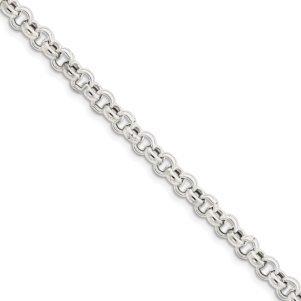 Men&#39;s 6.5mm, Sterling Silver, Hollow Rolo Chain Bracelet, Item C8698-B by The Black Bow Jewelry Co.