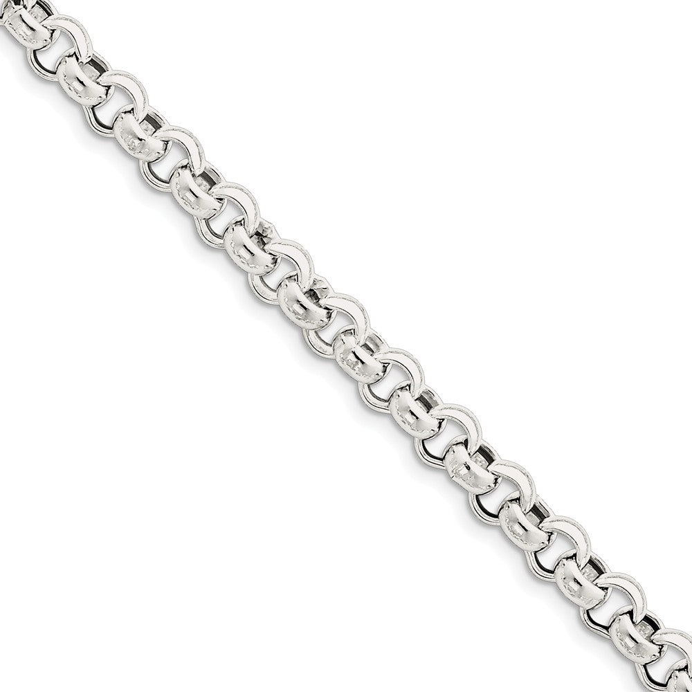 Men&#39;s 7.75mm, Sterling Silver, Hollow Rolo Chain Bracelet