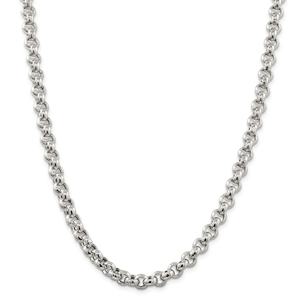 Alternate view of the Men&#39;s 7.75mm, Sterling Silver, Hollow Rolo Chain Necklace by The Black Bow Jewelry Co.
