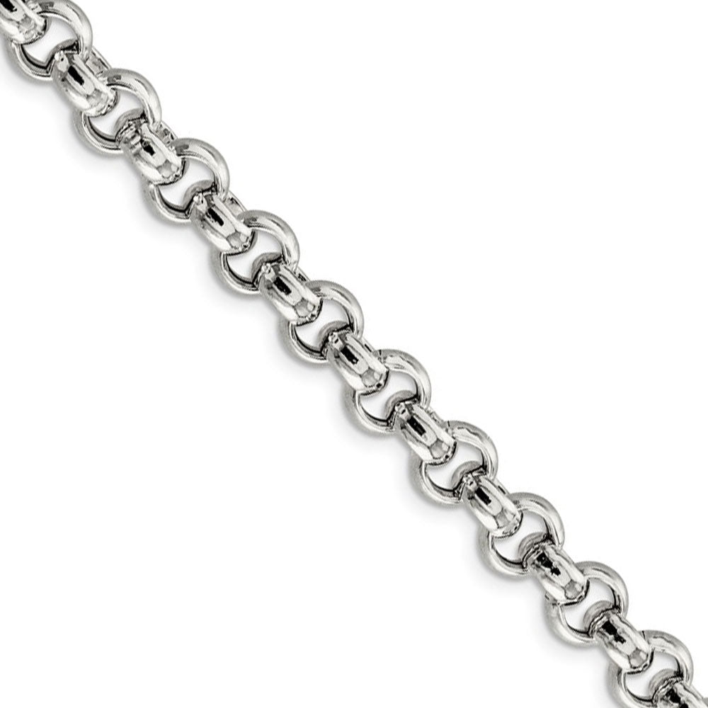 Men&#39;s 7.75mm, Sterling Silver, Hollow Rolo Chain Necklace