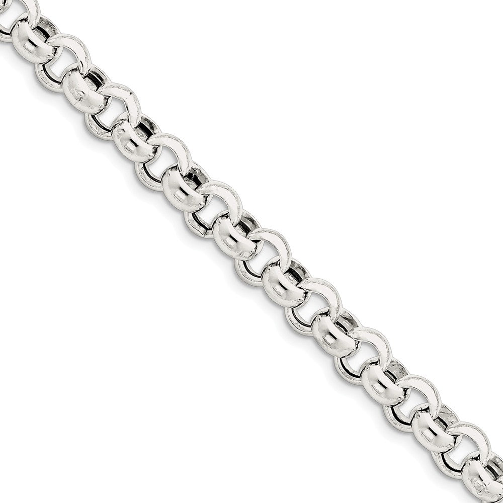 Men&#39;s 9.5mm, Sterling Silver, Hollow Rolo Chain Bracelet, Item C8700-B by The Black Bow Jewelry Co.