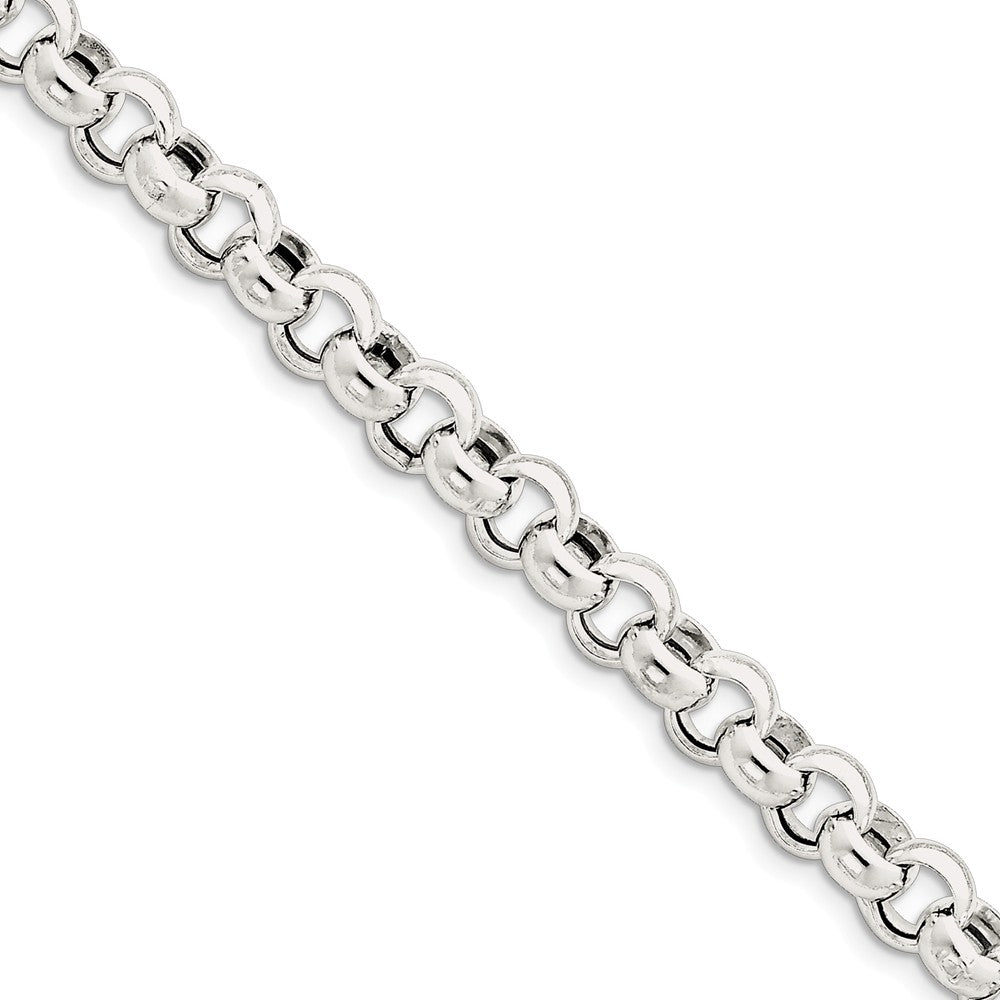 Men&#39;s 9.5mm, Sterling Silver, Hollow Rolo Chain Bracelet