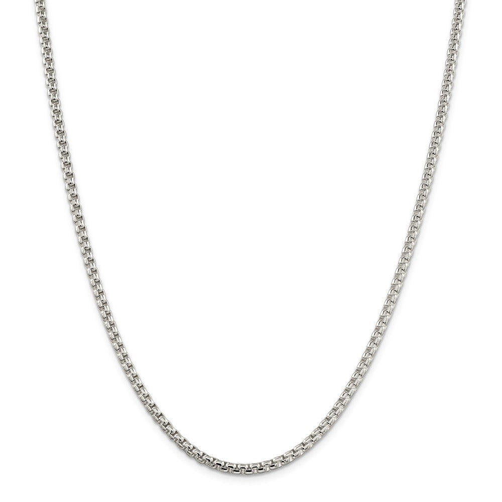 Alternate view of the 3.6mm, Sterling Silver, Solid Round Box Chain Necklace by The Black Bow Jewelry Co.
