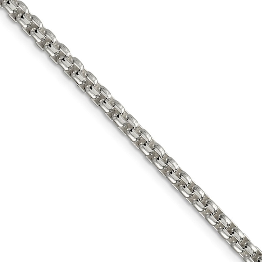 3.6mm, Sterling Silver, Solid Round Box Chain Necklace