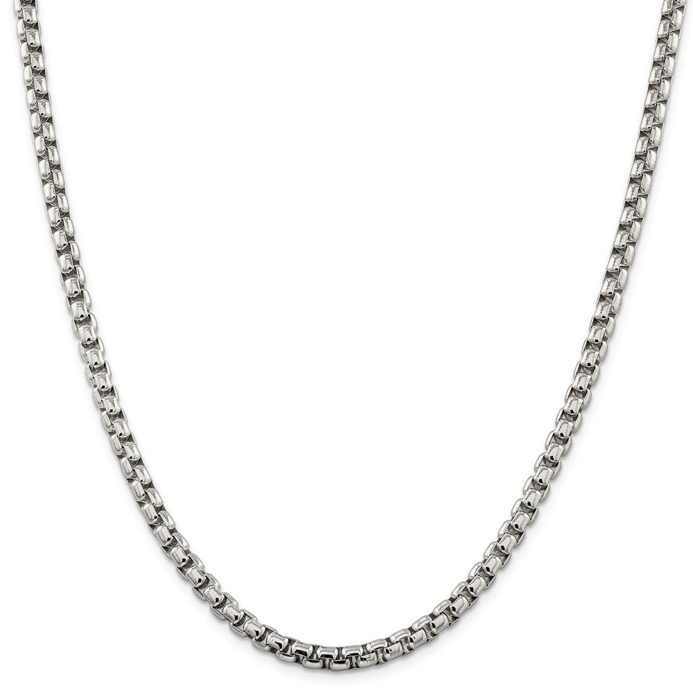 Alternate view of the Men&#39;s 5.2mm, Sterling Silver, Solid Round Box Chain Necklace by The Black Bow Jewelry Co.