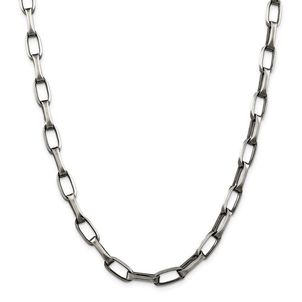 Alternate view of the Men&#39;s 8mm, Sterling Silver Antiqued Oval Cable Chain Necklace by The Black Bow Jewelry Co.