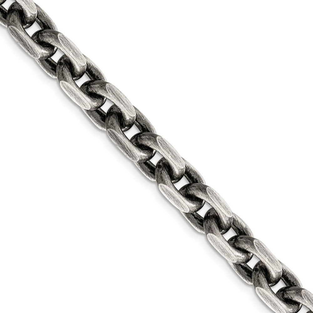 Men&#39;s 8.6mm, Sterling Silver Antiqued Cable Chain Necklace, Item C8732 by The Black Bow Jewelry Co.