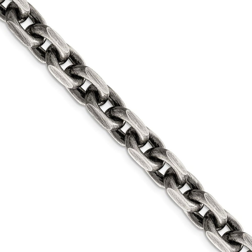 Men&#39;s 8.6mm, Sterling Silver Antiqued Cable Chain Necklace
