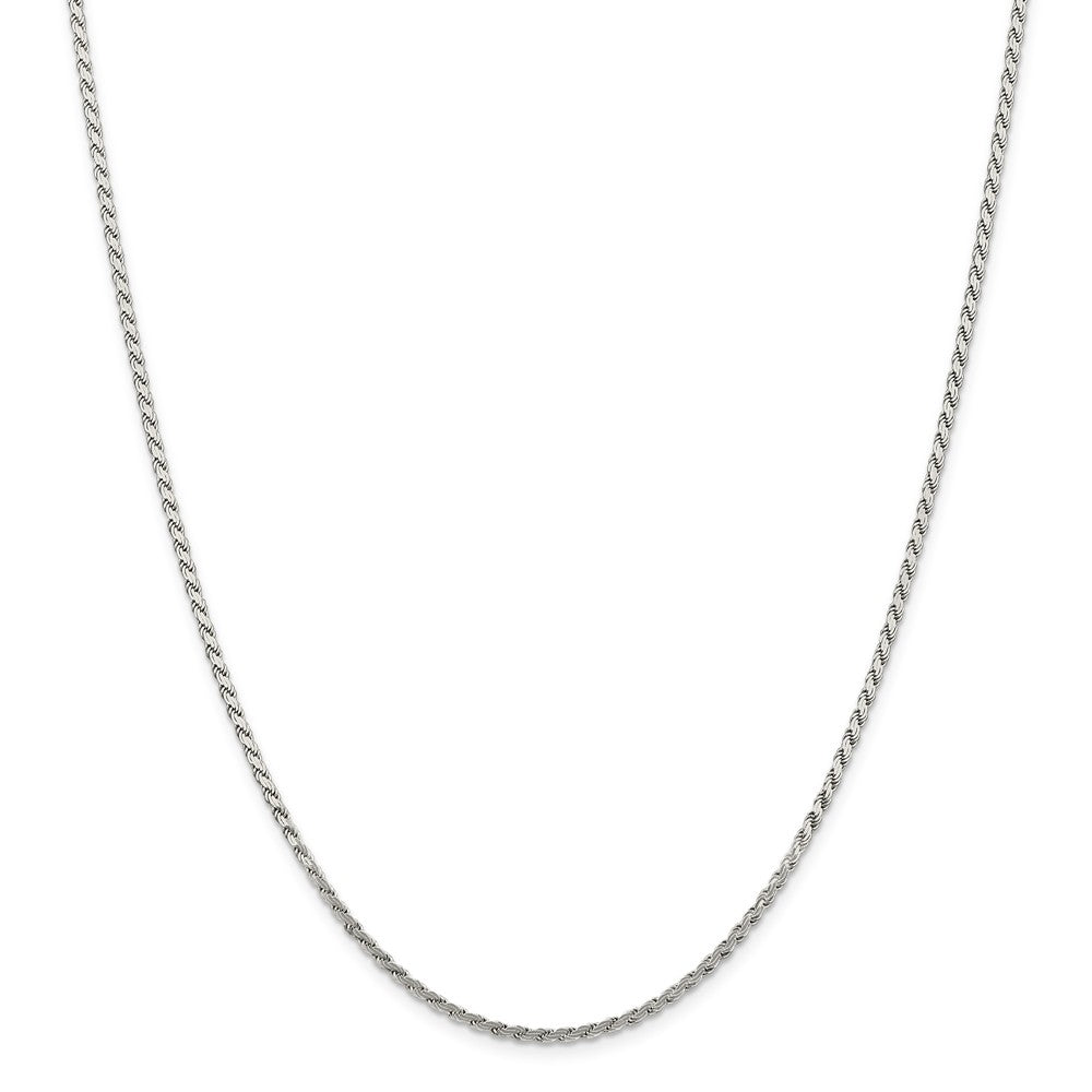 Alternate view of the 2.25mm Sterling Silver Solid Flat Rope Chain Necklace by The Black Bow Jewelry Co.