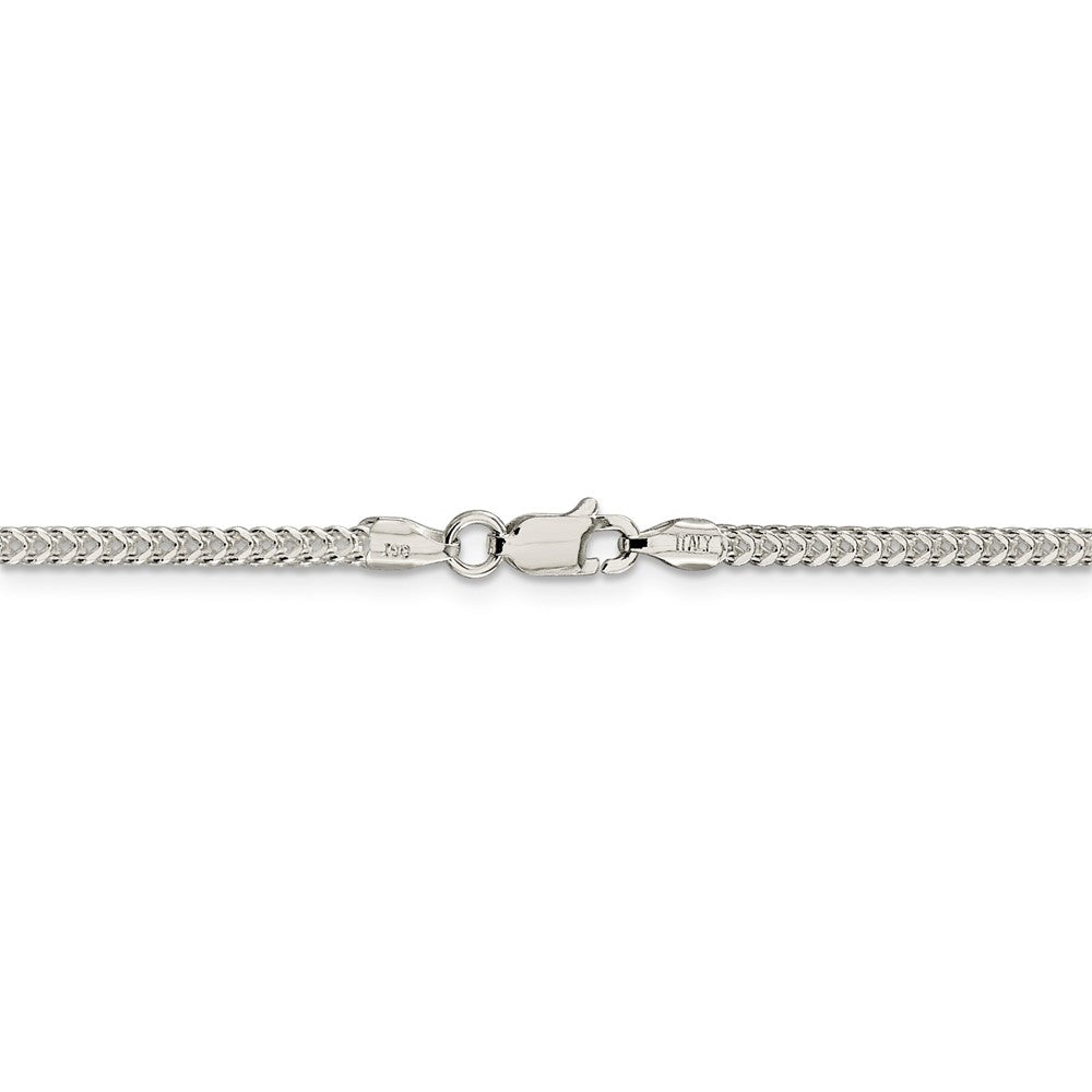 Alternate view of the 2mm Sterling Silver Diamond Cut Solid Square Franco Chain Necklace by The Black Bow Jewelry Co.