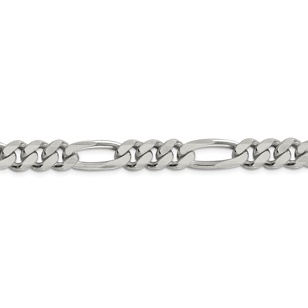 Alternate view of the Men&#39;s 9mm, Sterling Silver, Solid Figaro Chain Bracelet by The Black Bow Jewelry Co.