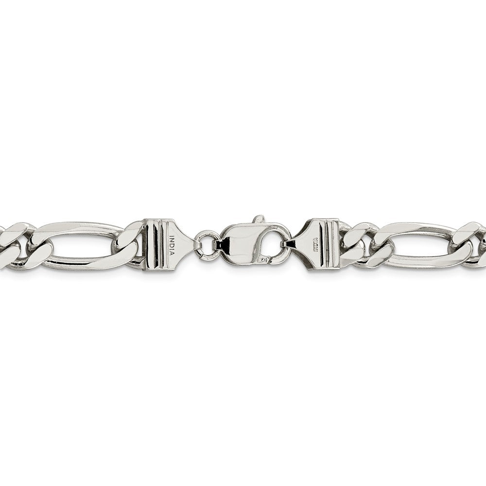 Alternate view of the Men&#39;s 9mm, Sterling Silver, Solid Figaro Chain Bracelet by The Black Bow Jewelry Co.