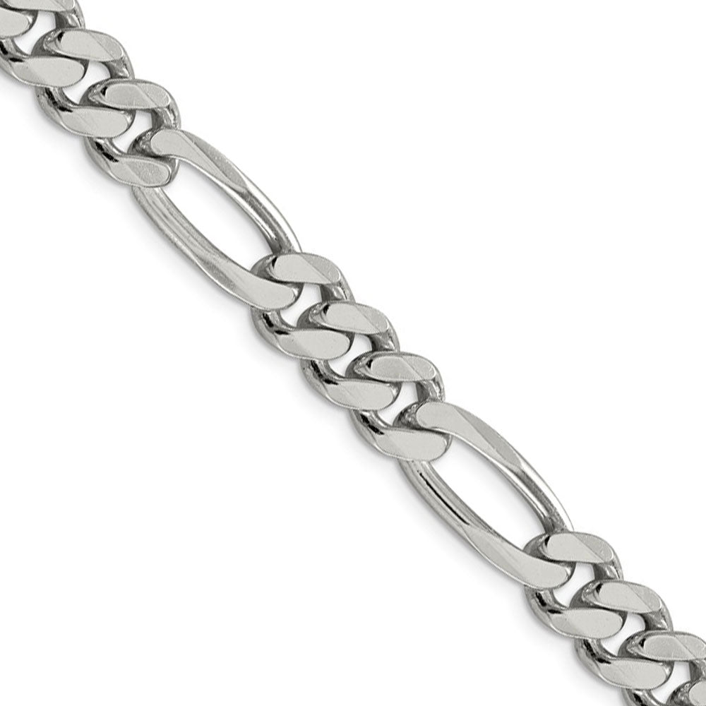 Men&#39;s 9mm, Sterling Silver, Solid Figaro Chain Necklace